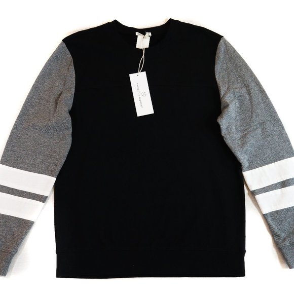 Threads 4 Thought Black & Gray & White Stripes Sweater - Picture 1 of 4